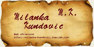 Milanka Kundović vizit kartica